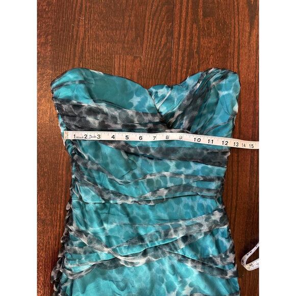 Vintage Y2K Teeze Me Black and Blue Animal Print Strapless Dress Size Small - Picture 9 of 12